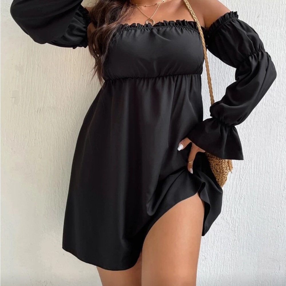 LOT of 2 Elegant Black Off-Shoulder Dresses, vacation, resort wear 1X